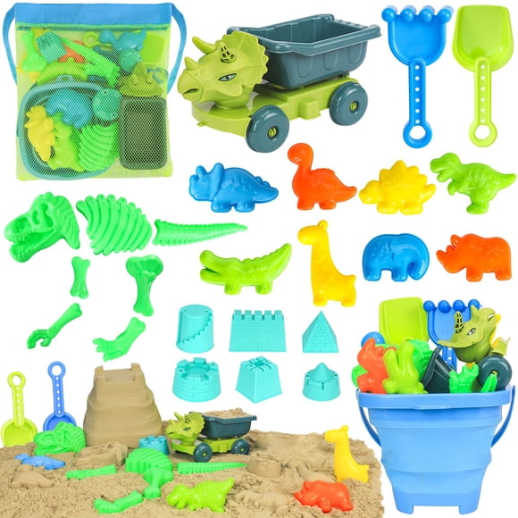 Dinosaurio FUSPWEAO de Beach Toys con volquete y balde plegable