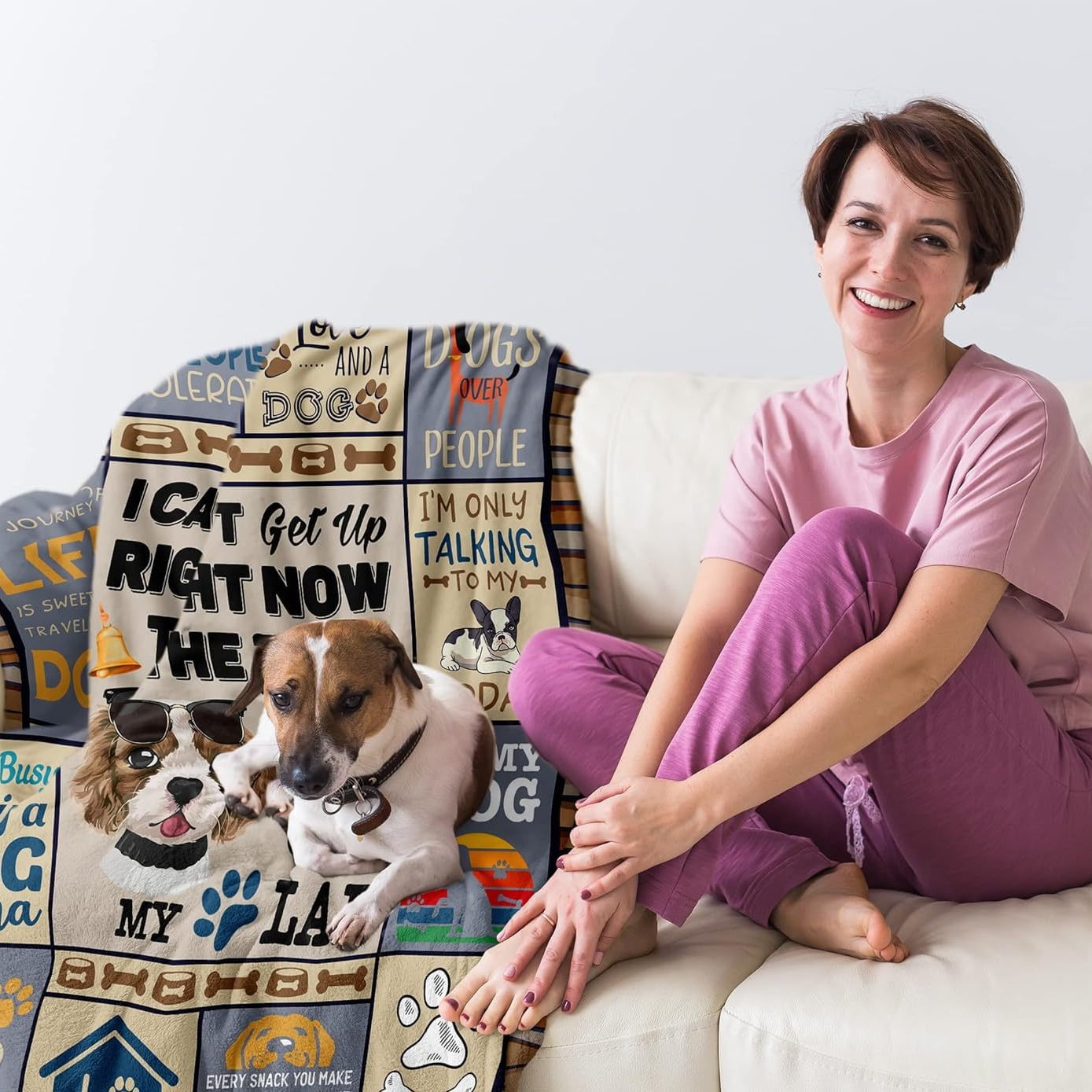 Gifts for Dog Moms, Dog Lover Blanket for Women, Personalized Pet Gift for Her
