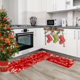 thumbnail image 2 of Merry Christmas Kitchen Rugs Set of 2,Holly Pine Branches Leaves Mat for Floor,Red Winter Holiday Non-Slip Kitchen Sink Mats Kitchen Decor Doormat+Runner Rug, 2 of 6