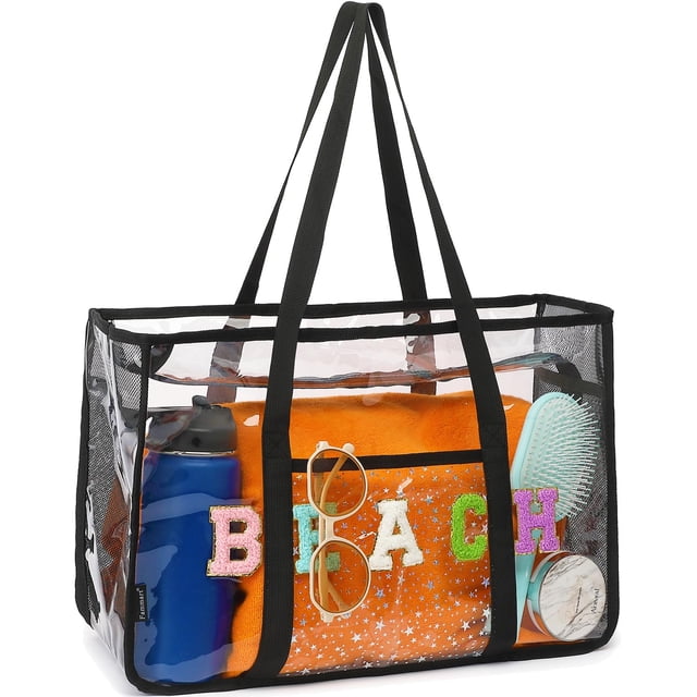 Bolso de Playa Transparente Fammart para Mujer Grande Tipo Tote Impermeable