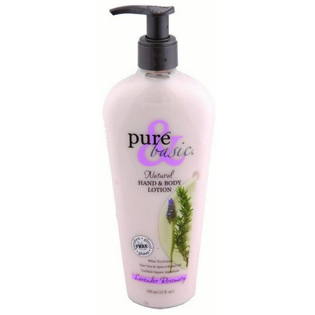 Pure & Basic Products Natural Hand & Body Lotion, Lavender Rosemary, 12