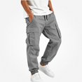 thumbnail image 2 of SGFCWSX Boys Cargo Jogger Pants, Tapered Cuff Elastic Waist Casual Trousers with Pockets for Outdoor School Everyday Gray Size 9, 2 of 7