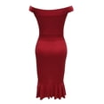 thumbnail image 3 of ZHOGXU Women's Dress Sleeveless Strapless Solid Color Ruffle Split Fashion Comfortable Elegant Slim Fit Dresses For Casual Daily Wear,Red,L, 3 of 5
