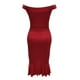 thumbnail image 3 of Vestido informal de invierno para mujer con hombros descubiertos, bajo con abertura, volantes, manga larga y cuello en V., 3 of 5