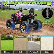 24 Volt ATV for Kids, Sunnyfree 4 Wheeler for Kids, 4WD Power Car Wheels with Remote, Bluetooth, Music, Spring Suspension, Pink