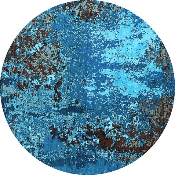 Ahgly Company Indoor Round Oriental Light Blue Industrial Area Rugs, 6' Round