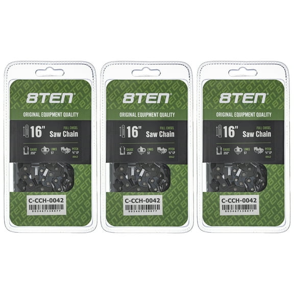 Full Chisel Chainsaw Chain 16 inch .050 3/8 LP 57 DL for Echo Craftsman 3 Pack 810-CCC2264H