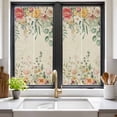 thumbnail image 3 of Watercolor Floral Window Privacy Film, Spring Roses Eucalyptus Leaf Plants Beige Static Cling UV Sun Blocking Tint Film Heat Control Windows Films for Bedroom Bathroom, Window Stickers 17.7"x39.3", 3 of 8