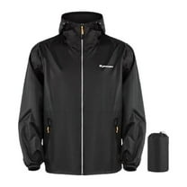 FYEGRE Men's All Weather Breathable Rain Jacket For Outdoor Hiking Cycling Sports Windbreaker Durable Comfort Fit Packable Emergency Gear Black XXL