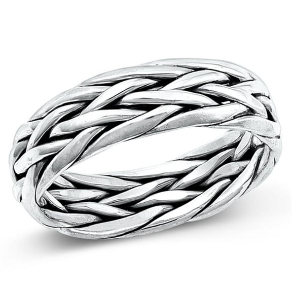 Beautiful Braided Ring .925 High Polished Sterling Silver Band Jewelry Female Male Unisex Size 9