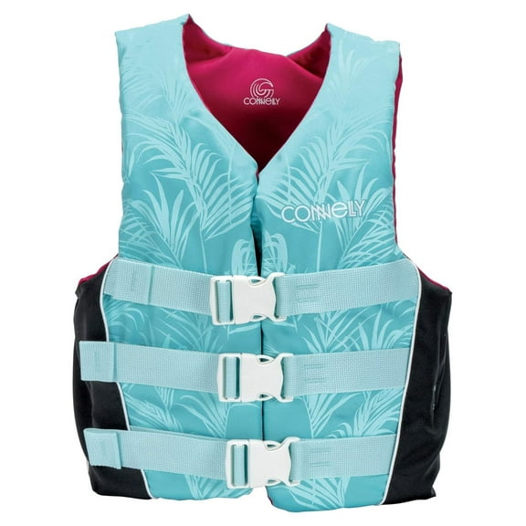 Womens Nylon 3 Belt Life Vest with Quick Release Buckles and Adjustable Straps for Slimming Fit, Medium