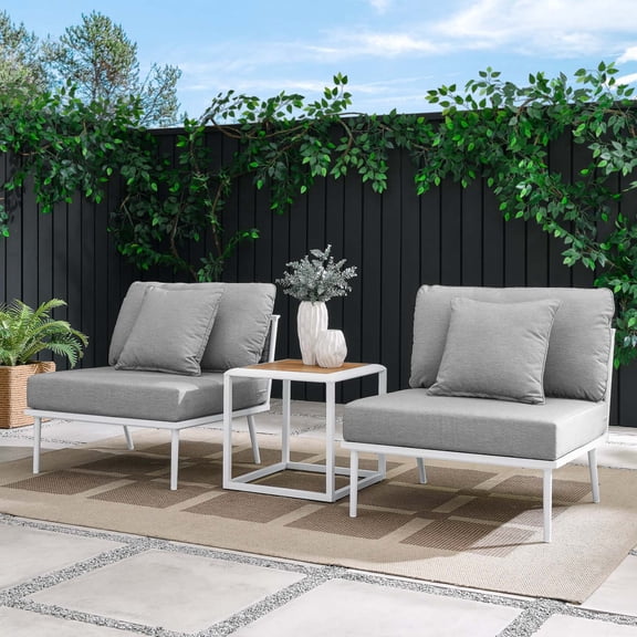 Modway Stance 3-Piece Modern Fabric/Aluminum Outdoor Set in Gray