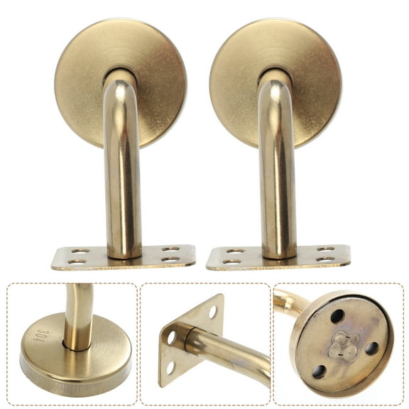 Omeite Stainless steel wall stair handrail bracket gold wall bracket stair accessories wall handrail bracket 2pcs (titanium fixed flat plate 60*60)
