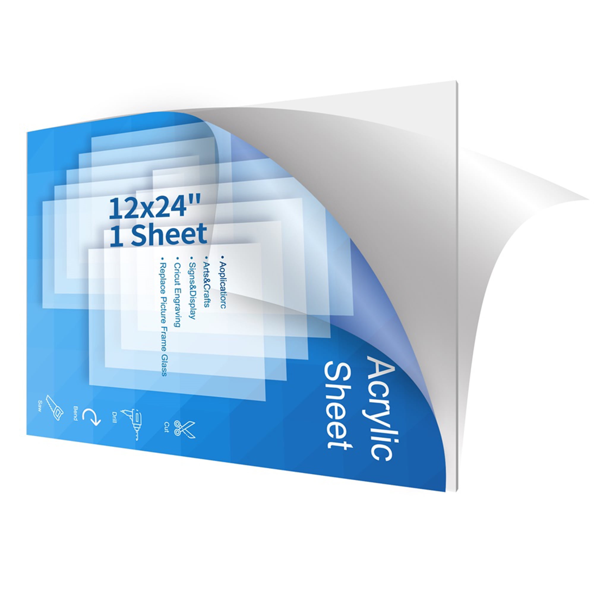 Acrylic Sheet Clear Plexiglass, 3mm (.118 Inch) Thick, 12 Inch x 12 Inch -  1 Pack