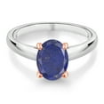 thumbnail image 2 of Gem Stone King 2.00 Ct Oval Blue Lapis 925 Silver and 10K Rose Gold Ring Ring (Size 6), 2 of 4