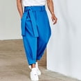thumbnail image 2 of XuJwPNcy Mens Pants Lightweight Fashion Harem Pants Soft Tie Side Trousers with Pockets Loose Casual Outfit Clothing(Blue,Small), 2 of 7