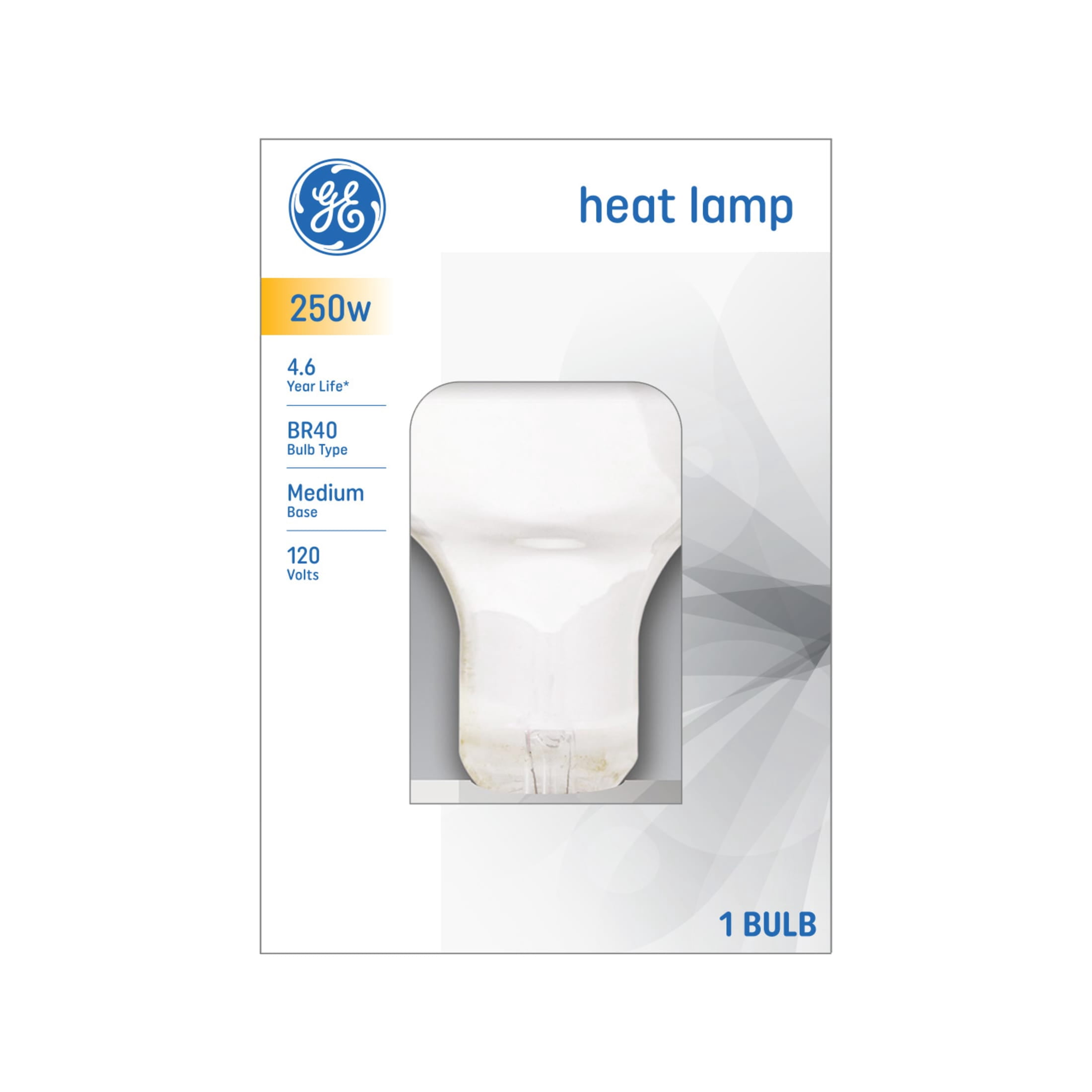 (2 pack) GE Incandescent 250 Watt Soft White BR40 Heat Lamp Bulb (1 Pack)