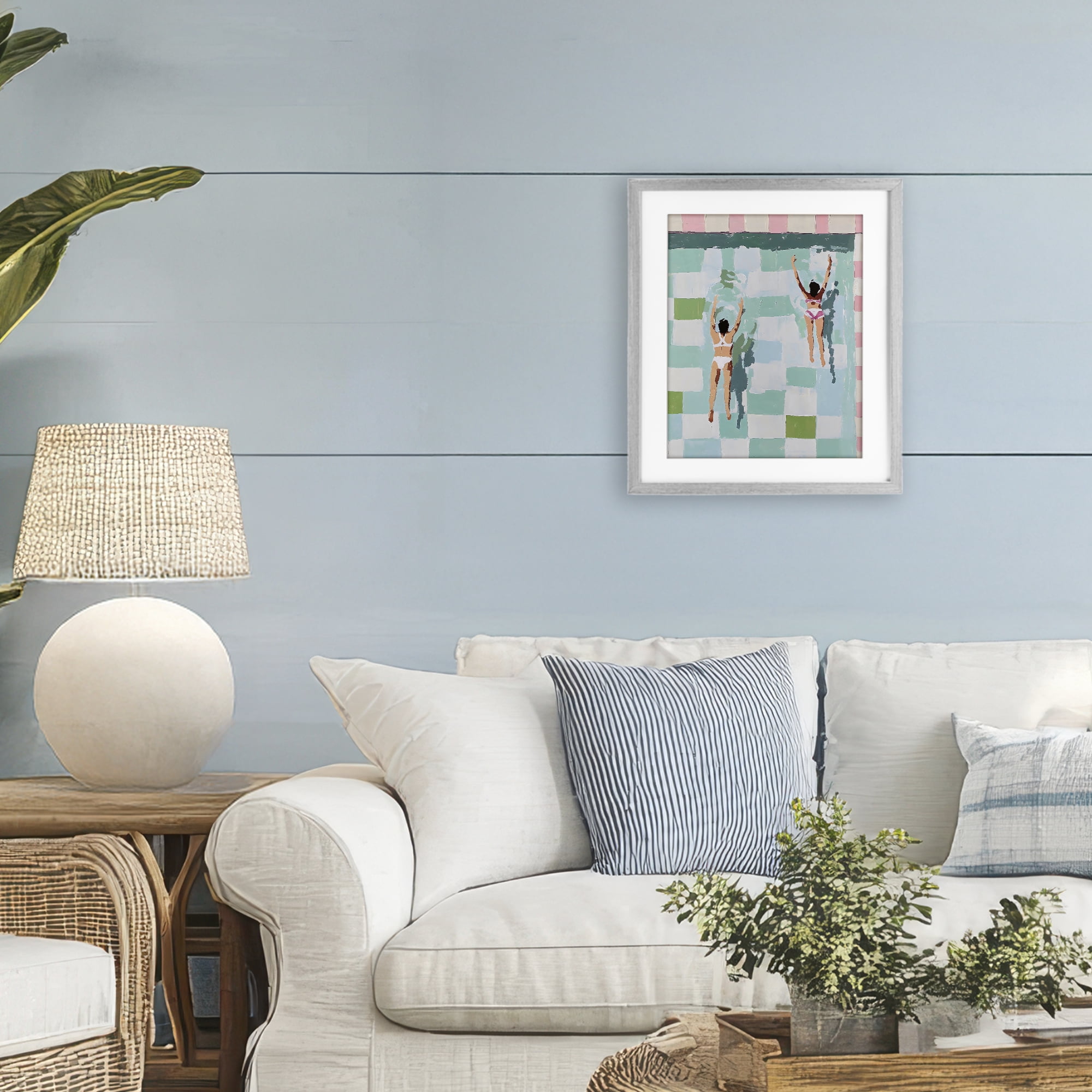 Stupell Industries Twin Swimmers in Pool Gray Framed Print Under Glass, design by The Prints Vibe