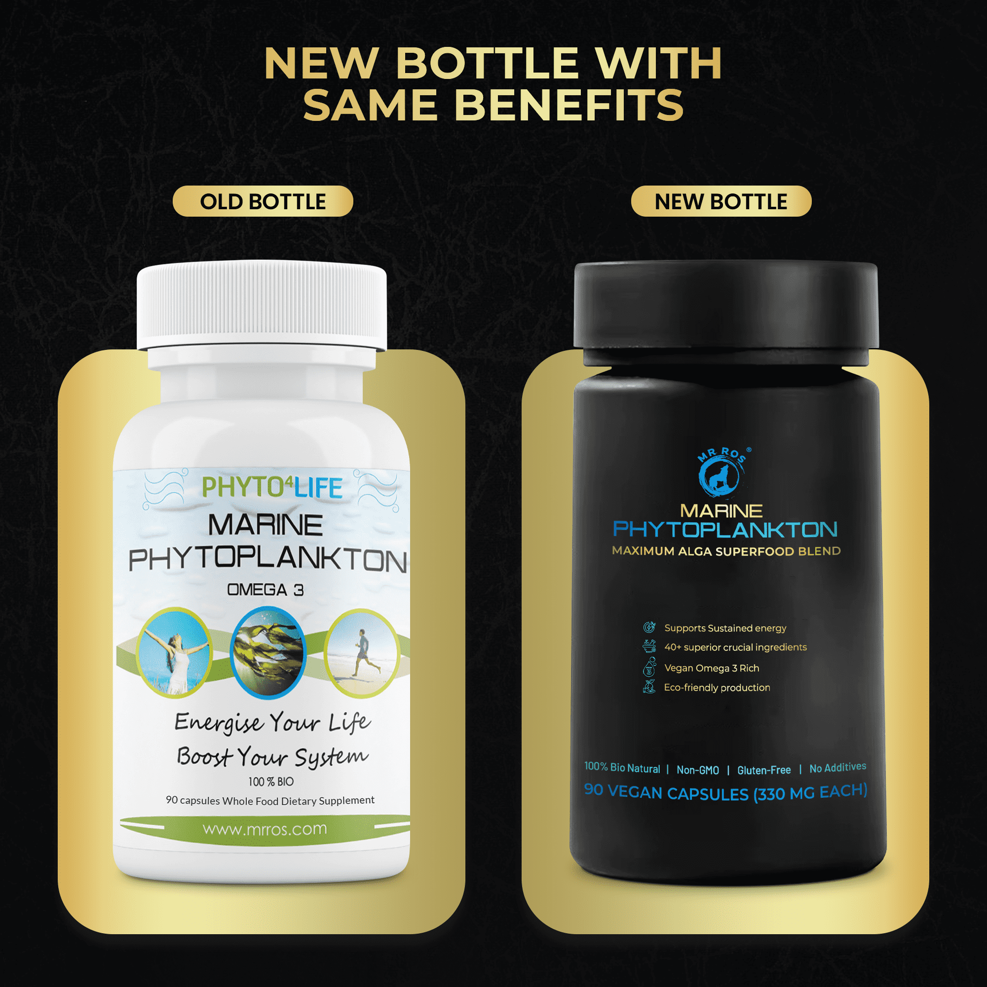 Mr. Ros Marine Phytoplankton – Vegan Omega-3 Supplement for Immune Supports – 90 Capsules