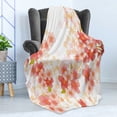 thumbnail image 4 of Floral Soft Flannel Fleece Blanket, Japanese Sakura Flowers Cherry Blossoms in Vibrant Colors Illustration, Cozy Plush for Indoor and Outdoor Use, 60" x 80", Coral Dark Coral Yellow, by Ambesonne, 4 of 5