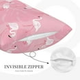 thumbnail image 3 of Sikiie Pink Flamingos and Flowers Print Plush Pillow Cover, Wrinkle-proof and Stain-resistant Pillow Protector without Pillow Core, Home Decoration-16"x24", 3 of 6