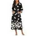 thumbnail image 6 of Ekouaer Women Zipper Robe 3/4 Sleeves Loungewear Dress Full Length Sleepwear Pockets Housecoat Nightgown Long Bathrobe, 6 of 6