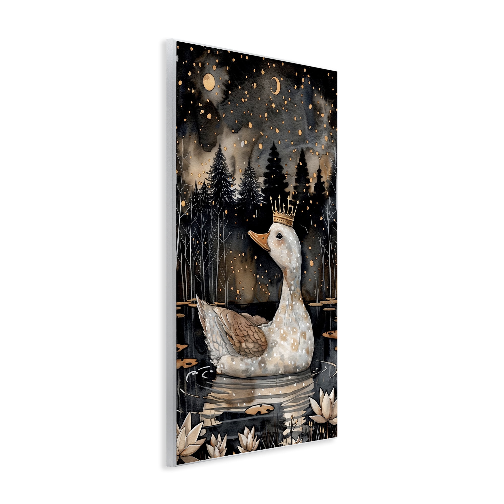 Stupell Industries Regal Duck at Night Animals & Insects Painting Unframed Art Print Wall Art, 13 x 19