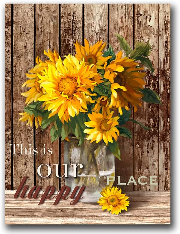 sunflower bathroom decor Canvas Wall Art Yellow Flowers In Clear Vase sunflower Pictures Wall