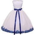 thumbnail image 2 of Little Girls Elegant Satin Ribbon Sash Petals Flowers Girls Dresses White Pink 6, 2 of 2