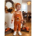 thumbnail image 6 of Loicainy Infant Baby Boy Thanksgiving Outfit 3 6 9 12 18 Months Striped Crew Neck Long Sleeve Romper Turkey Print Overalls and Hat 3 Pcs Clothes Set, 6 of 9