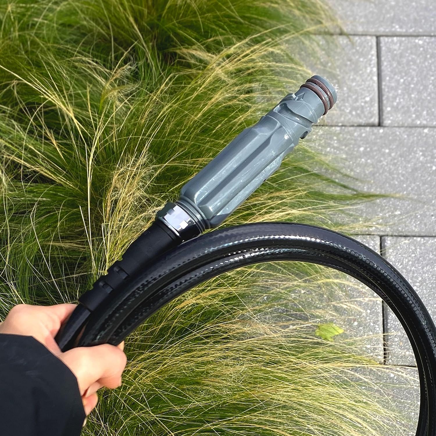 HRTGFD-Straight Hose Connector, Attachable Garden Hose Connector with Check Valve, Quick Connect Fitting for Water Hoses, Attachment for Hydrants, Outlets, and Adapters