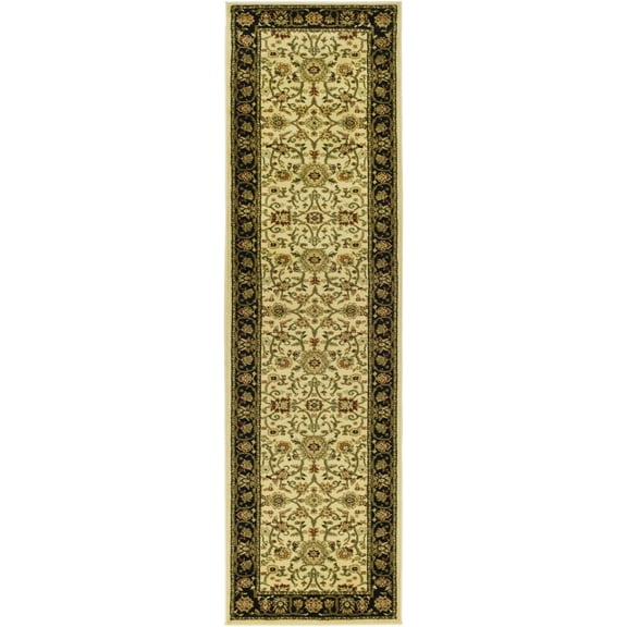 SAFAVIEH Lyndhurst Victoria Traditional Floral Runner Rug, Ivory/Black, 2'3" x 12'