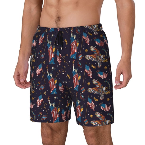 Balery Statue Of Liberty Eagle Bañador para hombre, shorts de playa de secado rápido con entrepierna y forro de compresión-X-Large