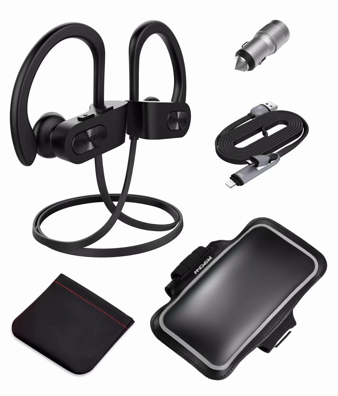 Mpow Flame Bluetooth Headphones with Armband, Car Charger