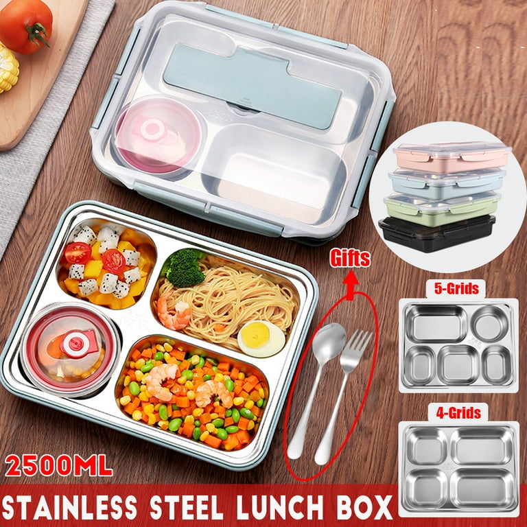 Lunch Box Leak Proof 4 Compartment Stainless Steel Lunch Boxes Tiffin Box  for Adult 4 Containers