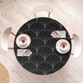 thumbnail image 4 of Ambesonne Neutral Fitted Round Tablecloth, Abstract Floral Geometric, 40"- 44" Diameter, Charcoal Grey White, 4 of 5