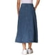 thumbnail image 3 of Falda midi de mezclilla desgastada de cintura alta para mujer INSPIRE CHIC con bolsillos en azul, 3 of 6