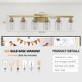 thumbnail image 2 of Jopath 37" Modern Golden 6-Light Bathroom Vanity Light Fixture, Industrial Wall Sconce with Clear Glass Shades for Mirror, Bathroom, Bedroom, and Hallway (No Bulbs), 2 of 8