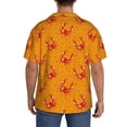 thumbnail image 3 of Lsque Red Crab print Men's Cuban Collar Short Sleeve Shirt Summer Beachwear Casual Button Down Fashionable Vacation Leisure Shirt-4X-Large, 3 of 7
