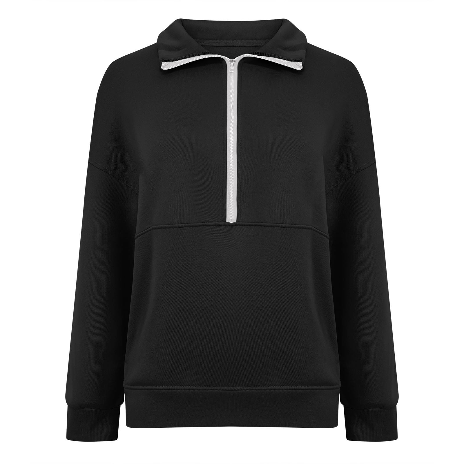 Sweat Polaire Femme Demi-zip - Col V, Manches Longues, Poches, Coupe Ample Pour Automne/hiver - 6