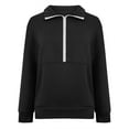 thumbnail image 4 of ATOYSOY Trendy Solid Color Tops Long Sleeve Sweatshirts Outwear Fall Loose Shirts with Pockets for Women Casual Turn Down Collar Half Zipper Pullovers Black L, 4 of 8