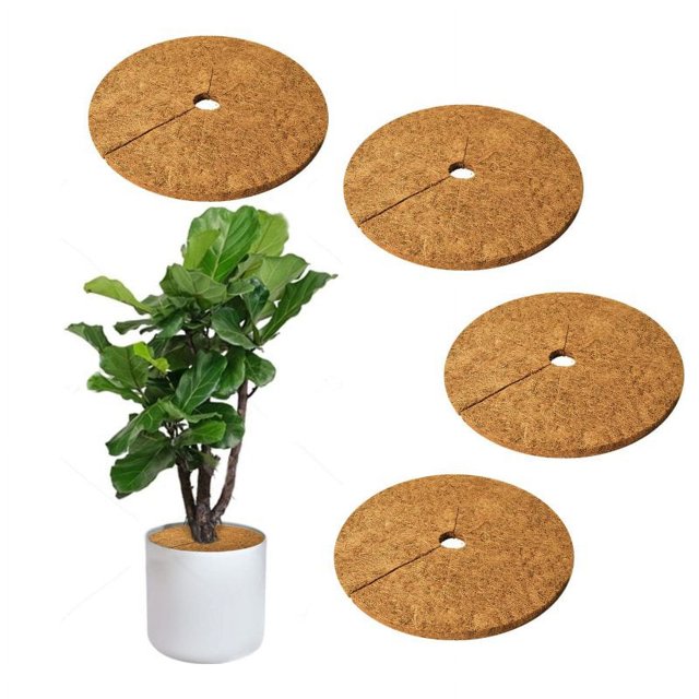 4 Uds. Estera protectora de anillo de mantillo de árbol de fibras de coco de 17,5 pulgadas de diámetro, esteras de protección de árbol de coco Natural de 17,5 pulgadas, planta de disco de ár