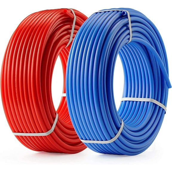 DMNI Premium PEX Tubing -2 Rolls of PEX Tubing - 1/2 inch x 100 ft  (100 feet, Blue & Red)