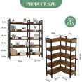 thumbnail image 7 of Memoryfield 5-Tier Corner Bookshelf, Convertible Bookcase with 4 Hooks, Industrial Metal Frame Bookshelves with Open Shelves for Living Room, Bedroom, Home Office, Brown, 7 of 7