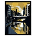 thumbnail image 1 of Glasgow Scotland River Cityscape Sunrise Geometric Art Print Framed Poster Wall Decor 12x16 inch, 1 of 5