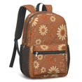 thumbnail image 2 of Daisy Pioneer Flower Brown Pattern 17" Waterproof Oxford School Backpacks for Teens, S-Shape Padded Straps, for School, Travel, Hiking, Camping, 2 of 5
