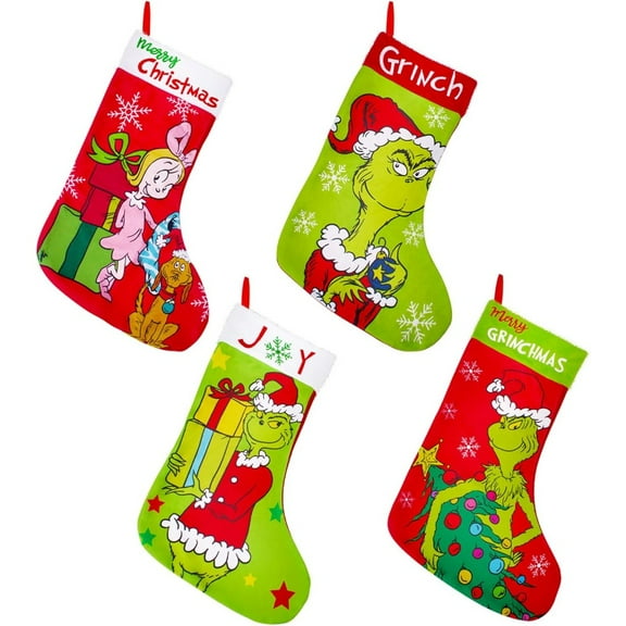 4 Pack Christmas Stocking,18 Inch Large Christmas Stockings Christmas Decorations for Family Holiday Party Decor,32x46cm