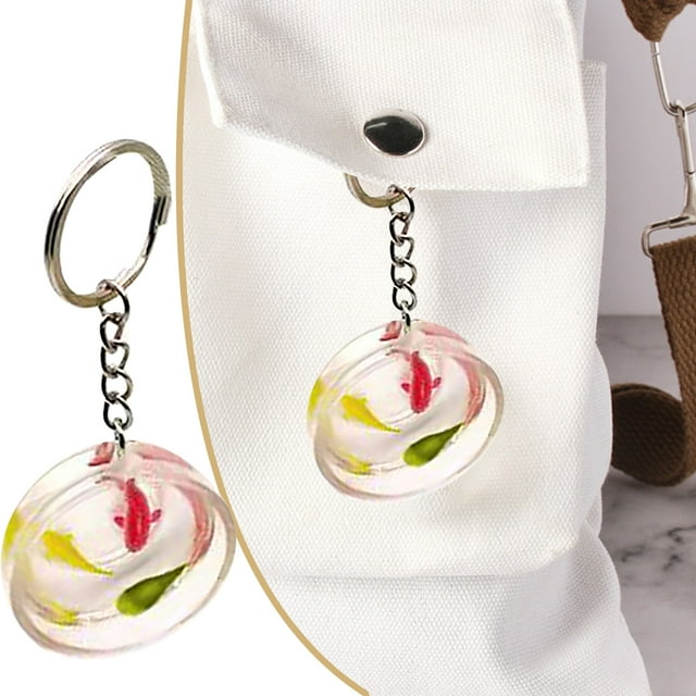 Hbdhejl Porte-Clés Bol Poisson Rouge Transparent Bol Poisson en Pvc Couleur Pendentif Bijou Poisson