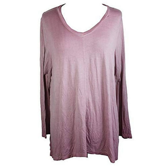 Style&co. Women's Plus Raspberry V Neck Long Sleeve Top Size 1X