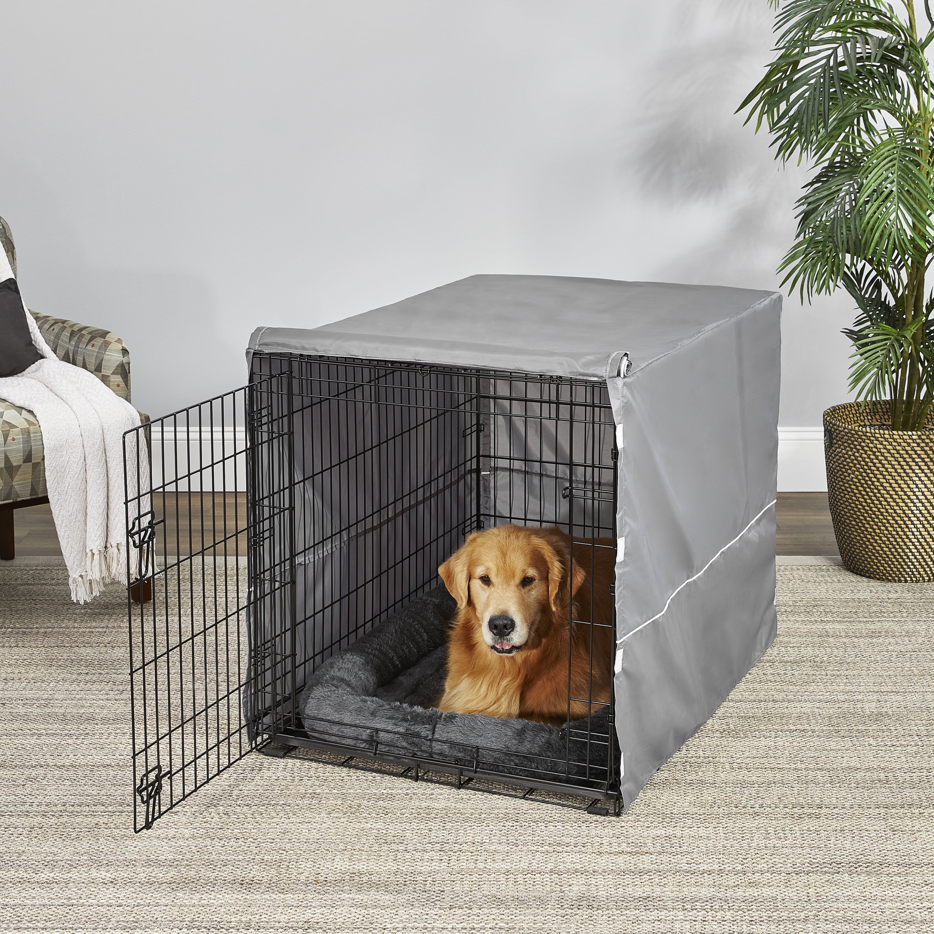 MidWest Homes for Pets New World Comfort Kit, Matching Dog Crate Cover & Bed, Fits 42’’ Crate, Gray